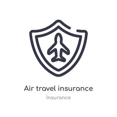 air travel insurance outline icon. isolated line vector illustration from insurance collection. editable thin stroke air travel insurance icon on white background