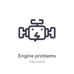 engine problems outline icon. isolated line vector illustration from insurance collection. editable thin stroke engine problems icon on white background