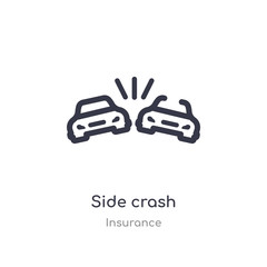 side crash outline icon. isolated line vector illustration from insurance collection. editable thin stroke side crash icon on white background