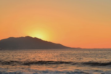 Fototapeta na wymiar sunset; inspiration and peace in silleiro cap, baiona