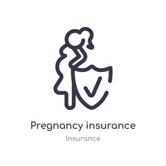 pregnancy insurance outline icon. isolated line vector illustration from insurance collection. editable thin stroke pregnancy insurance icon on white background