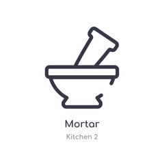 mortar outline icon. isolated line vector illustration from kitchen 2 collection. editable thin stroke mortar icon on white background