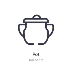 Obraz premium pot outline icon. isolated line vector illustration from kitchen 2 collection. editable thin stroke pot icon on white background