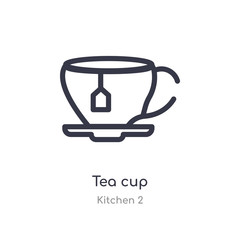 tea cup outline icon. isolated line vector illustration from kitchen 2 collection. editable thin stroke tea cup icon on white background
