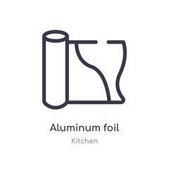aluminum foil outline icon. isolated line vector illustration from kitchen collection. editable thin stroke aluminum foil icon on white background