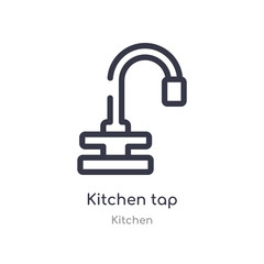 kitchen tap outline icon. isolated line vector illustration from kitchen collection. editable thin stroke kitchen tap icon on white background