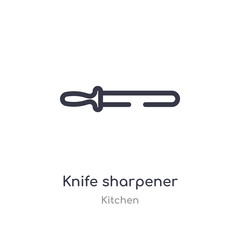 knife sharpener outline icon. isolated line vector illustration from kitchen collection. editable thin stroke knife sharpener icon on white background