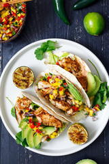 Fish tacos with mango salsa