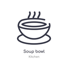 soup bowl outline icon. isolated line vector illustration from kitchen collection. editable thin stroke soup bowl icon on white background