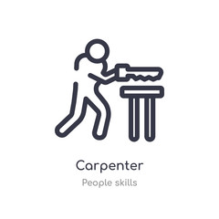 carpenter outline icon. isolated line vector illustration from people skills collection. editable thin stroke carpenter icon on white background