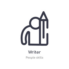 writer outline icon. isolated line vector illustration from people skills collection. editable thin stroke writer icon on white background