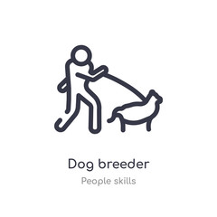 dog breeder outline icon. isolated line vector illustration from people skills collection. editable thin stroke dog breeder icon on white background