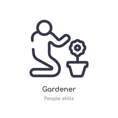 gardener outline icon. isolated line vector illustration from people skills collection. editable thin stroke gardener icon on white background