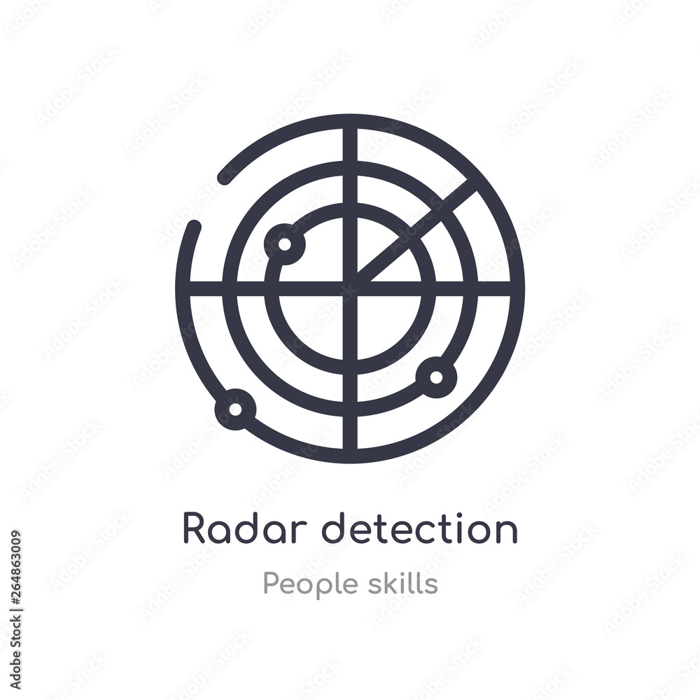 Poster radar detection outline icon. isolated line vector illustration from people skills collection. edita