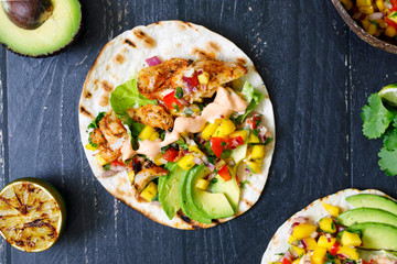 Fish tacos with mango salsa