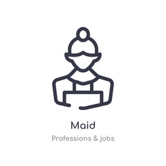 maid outline icon. isolated line vector illustration from professions & jobs collection. editable thin stroke maid icon on white background