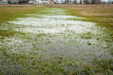 Spring thaw in a small village in Masovian Voivodeship of Poland