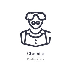 chemist outline icon. isolated line vector illustration from professions collection. editable thin stroke chemist icon on white background