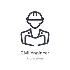 civil engineer outline icon. isolated line vector illustration from professions collection. editable thin stroke civil engineer icon on white background