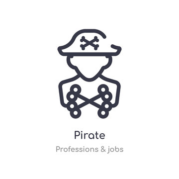 pirate outline icon. isolated line vector illustration from professions & jobs collection. editable thin stroke pirate icon on white background