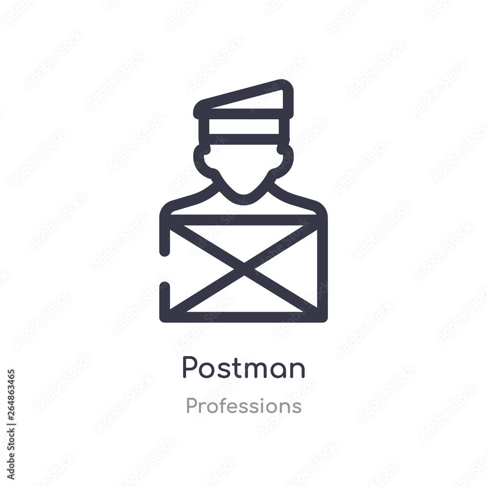 Poster postman outline icon. isolated line vector illustration from professions collection. editable thin s