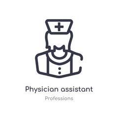 physician assistant outline icon. isolated line vector illustration from professions collection. editable thin stroke physician assistant icon on white background