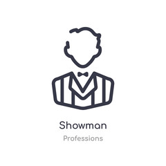 showman outline icon. isolated line vector illustration from professions collection. editable thin stroke showman icon on white background