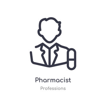 pharmacist outline icon. isolated line vector illustration from professions collection. editable thin stroke pharmacist icon on white background