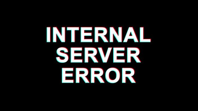 Internal Server Error Glitch Text Abstract Vintage Twitched 4K Loop Motion Animation . Black Old Retro Digital TV Glitch Effect Including Twitch, Noise, VHS, Distortion.