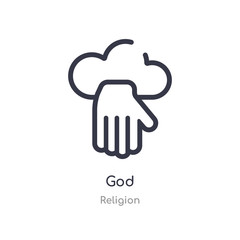god outline icon. isolated line vector illustration from religion collection. editable thin stroke god icon on white background