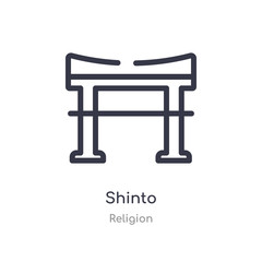 shinto outline icon. isolated line vector illustration from religion collection. editable thin stroke shinto icon on white background