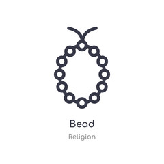 bead outline icon. isolated line vector illustration from religion collection. editable thin stroke bead icon on white background