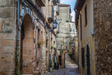 Street in Sepulveda, small historical town in Segovia region of Spain