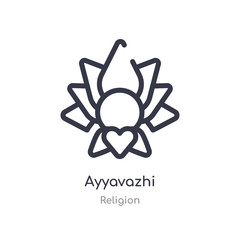 ayyavazhi outline icon. isolated line vector illustration from religion collection. editable thin stroke ayyavazhi icon on white background