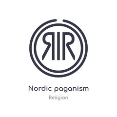 nordic paganism outline icon. isolated line vector illustration from religion collection. editable thin stroke nordic paganism icon on white background