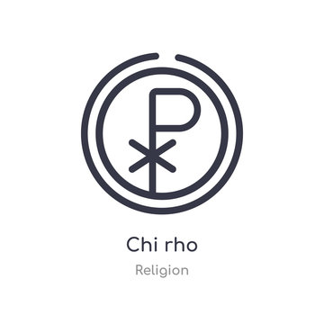 chi rho outline icon. isolated line vector illustration from religion collection. editable thin stroke chi rho icon on white background