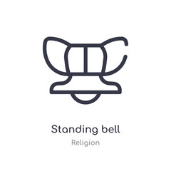 standing bell outline icon. isolated line vector illustration from religion collection. editable thin stroke standing bell icon on white background