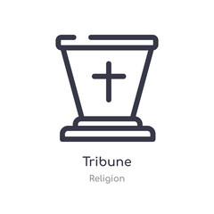 tribune outline icon. isolated line vector illustration from religion collection. editable thin stroke tribune icon on white background