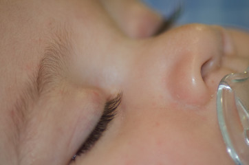 Close up macro shot of six months old babys eye