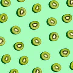 Collection of kiwi fruits overhead view flat lay