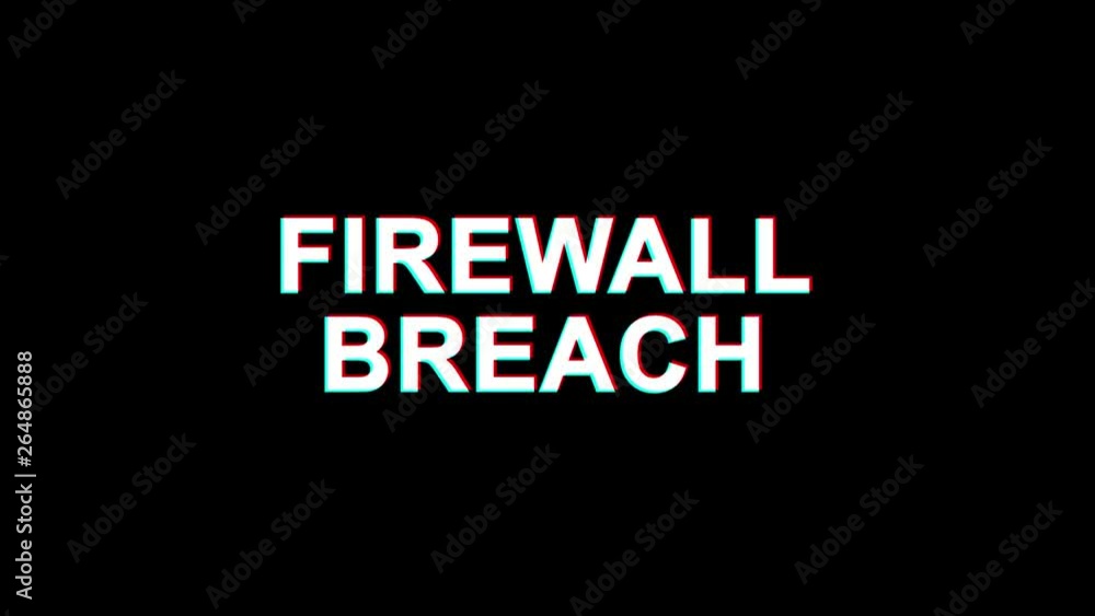 Poster firewall breach glitch text abstract vintage twitched 4k loop motion animation . black old retro dig