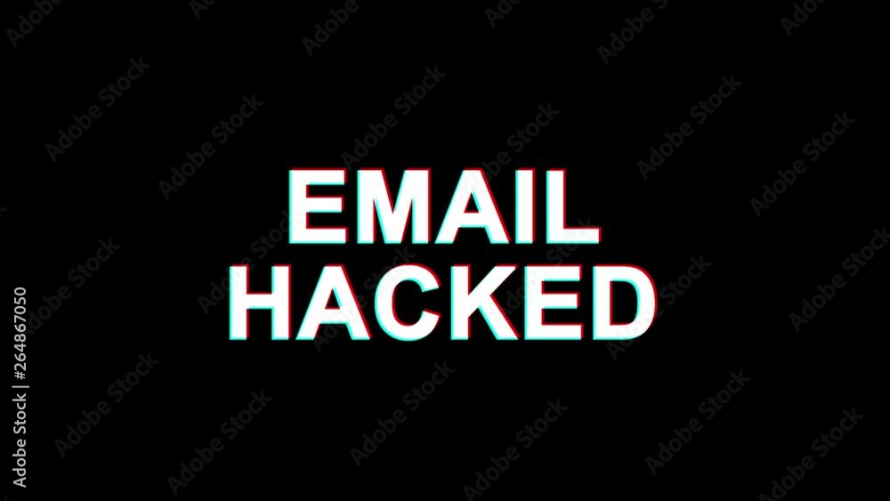 Poster email hacked glitch text abstract vintage twitched 4k loop motion animation . black old retro digita