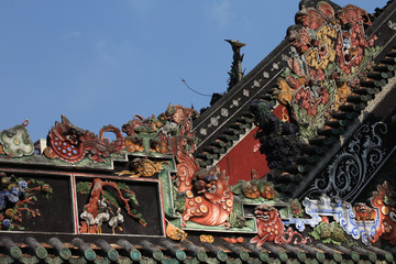 Famous attractions in Guangzhou Chen Clan Temple, the ancient architectural style of building the...
