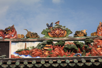 Famous attractions in Guangzhou Chen Clan Temple, the ancient architectural style of building the...