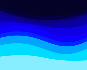 Abstract blue sea and beach summer background with paper waves.Paper cut style, 3d effect imitation, space for text.