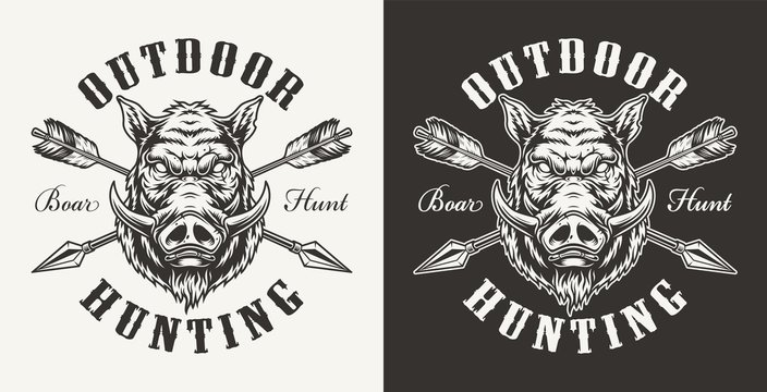 Vintage boar hunting label