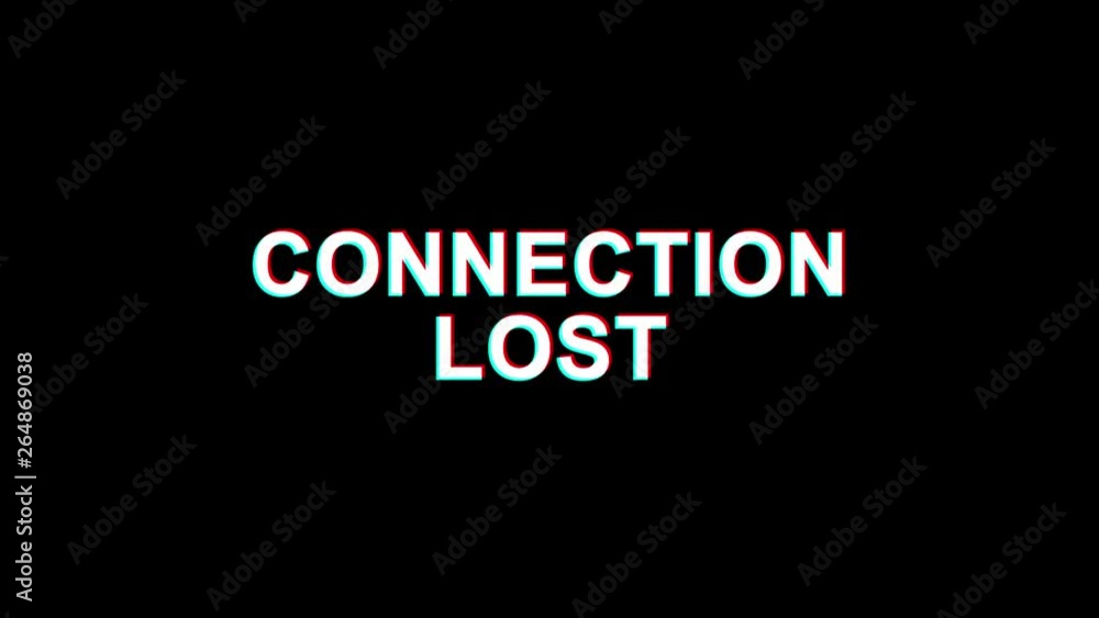 Poster connection lost glitch text abstract vintage twitched 4k loop motion animation . black old retro dig