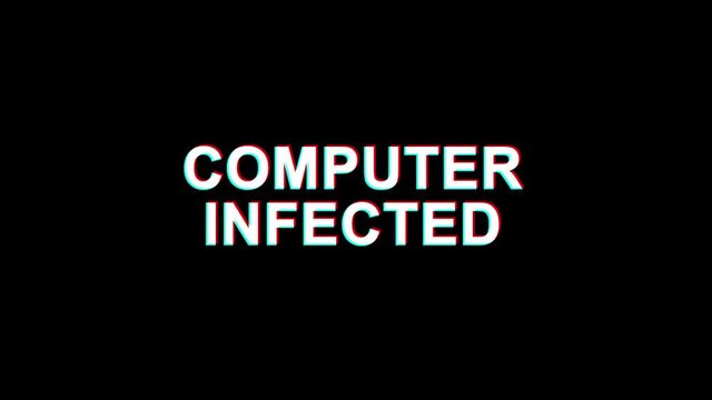 Computer Infected Glitch Text Abstract Vintage Twitched 4K Loop Motion Animation . Black Old Retro Digital TV Glitch Effect Including Twitch, Noise, VHS, Distortion.