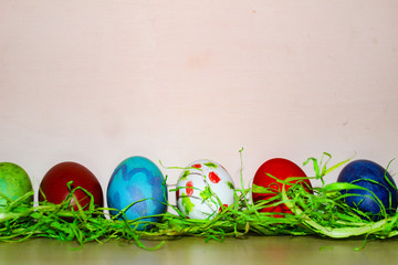 Easter egg hunt, easter decoration, painted eggs