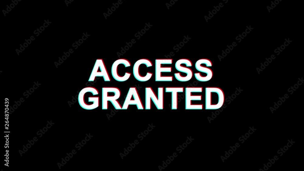 Poster access granted glitch text abstract vintage twitched 4k loop motion animation . black old retro digi